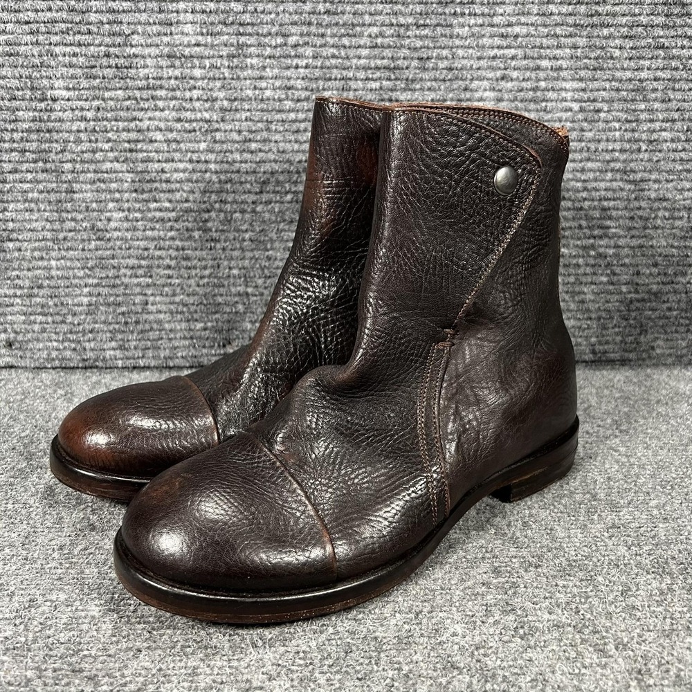 Elia Maurizi Boots Mens Size 7 Brown‎ Leather Ankle Zip Made In Italy 8117